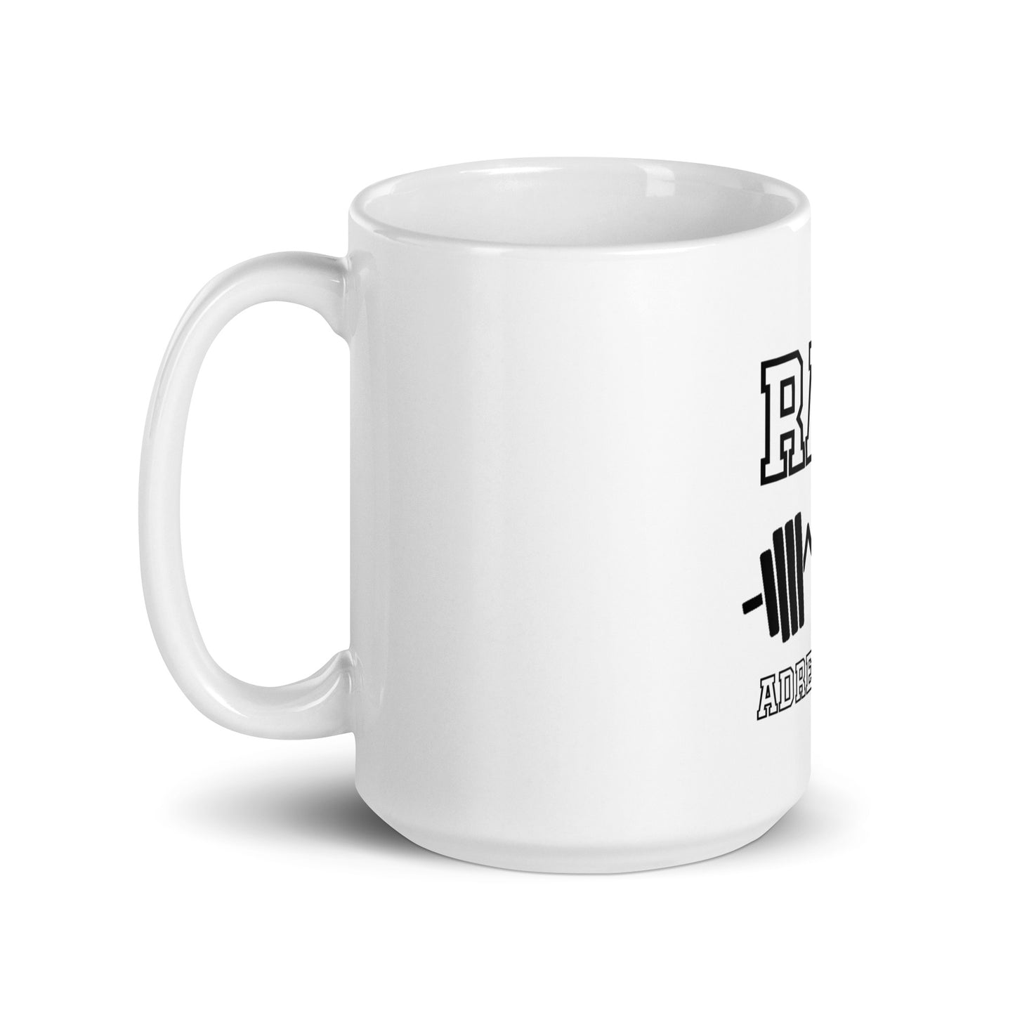 Raw Adrenaline White glossy mug