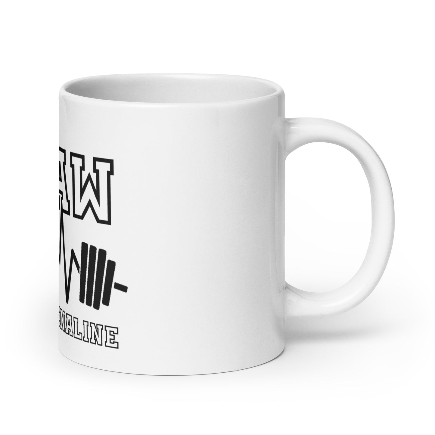Raw Adrenaline White glossy mug