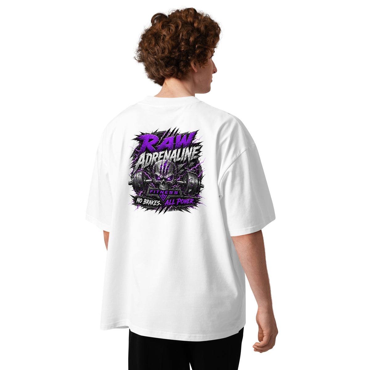 Raw Adrenaline Purple Storm T-shirt in white, back view