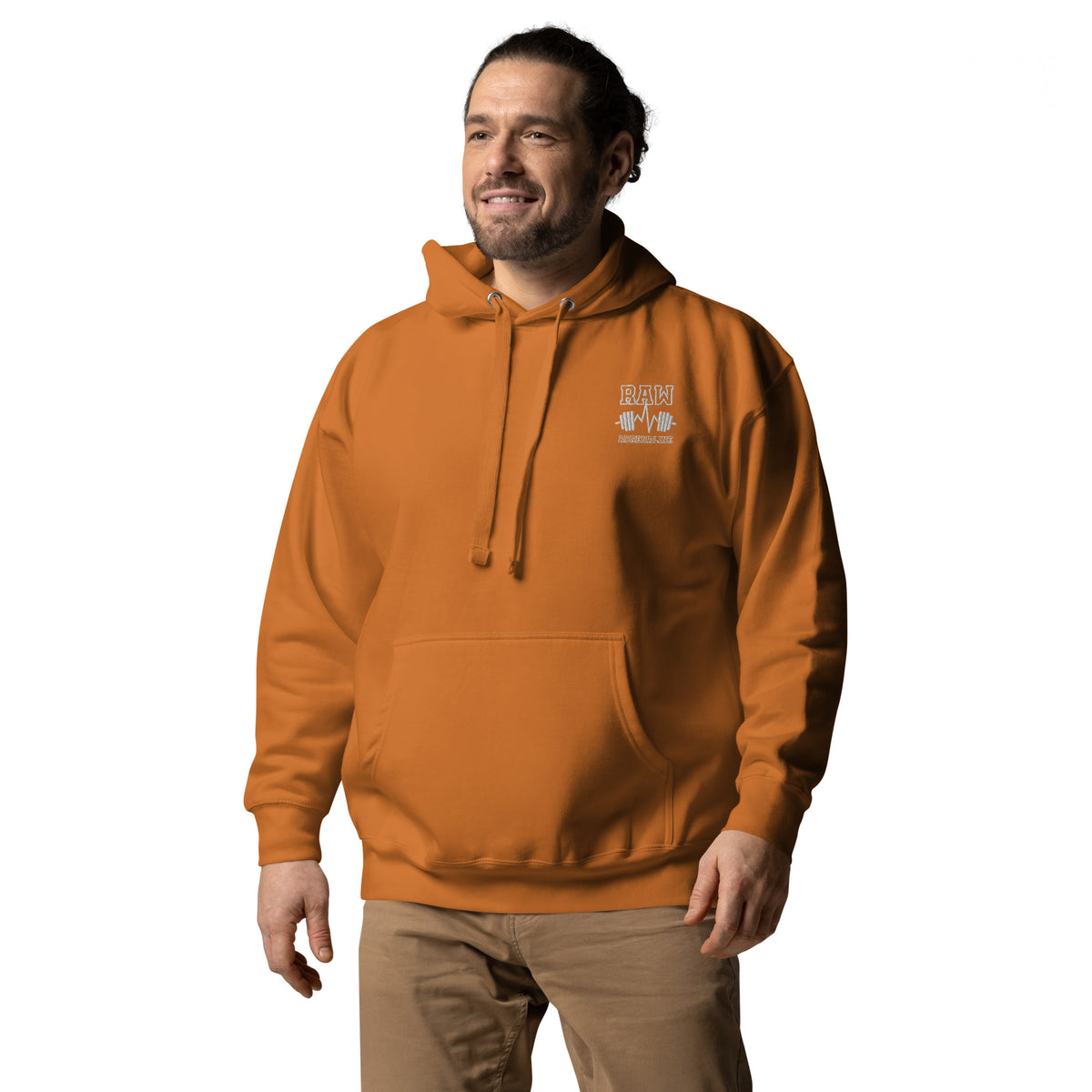 Raw Adrenaline Dumbbell Unisex Hoodie, left front view
