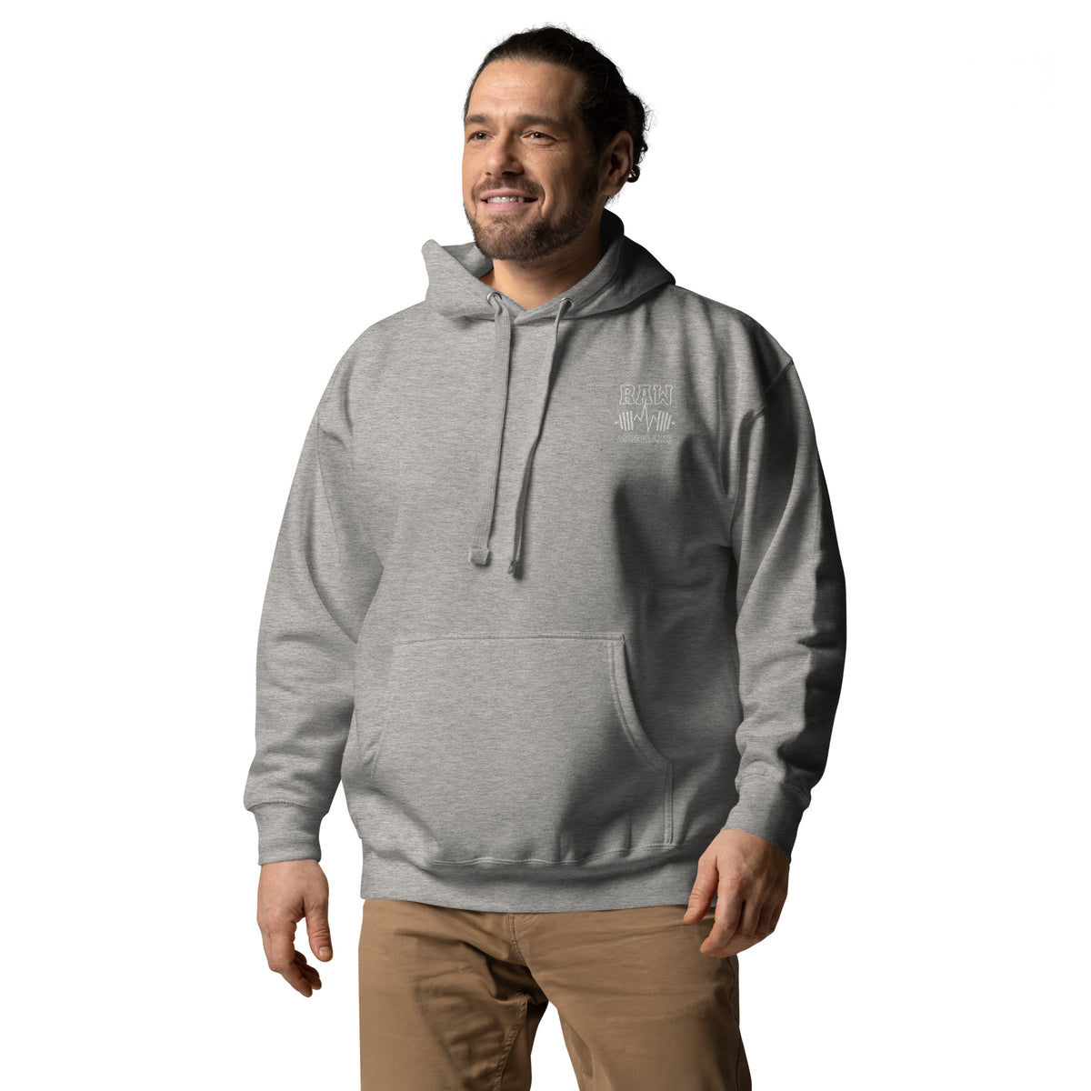 Raw Adrenaline Dumbbell Unisex Hoodie, left front view