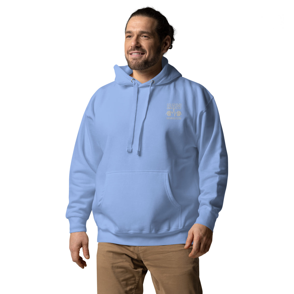 Raw Adrenaline Dumbbell Unisex Hoodie, left front view
