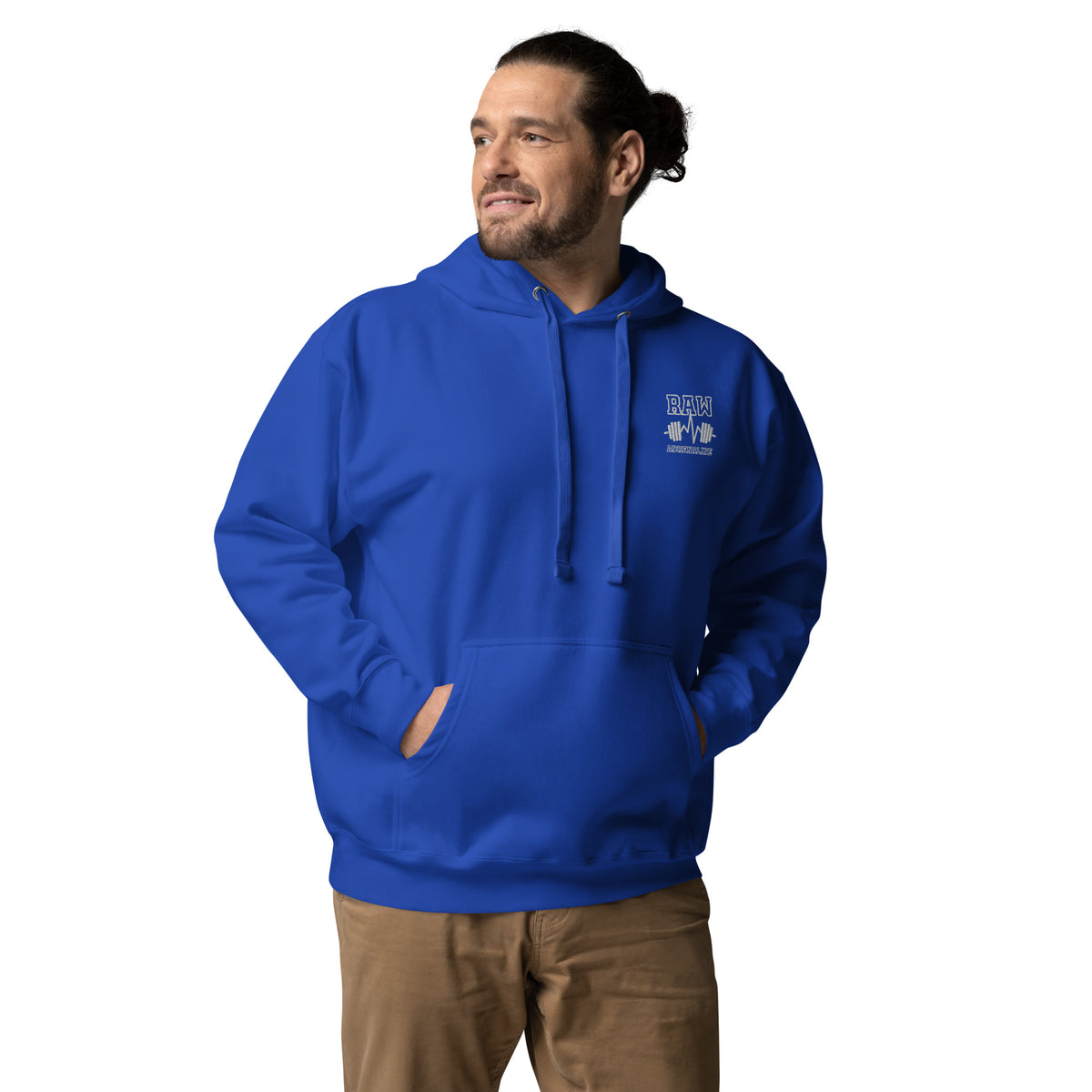 Raw Adrenaline Dumbbell Unisex Hoodie in Team Royal, front view